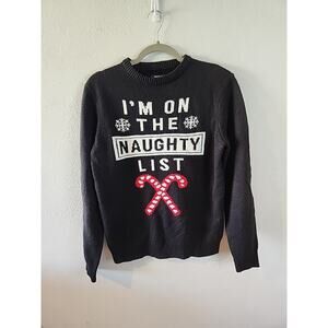 Forever 21 Christmas Naughty List Ugly Sweater Small Candy Cane